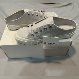 Superga Silver Slip-On Mules